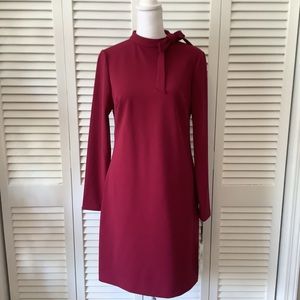 Calvin Klein wine red bow neck sheath dress, size 6